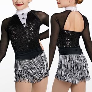 Weissman dance costume black flapper fringe dress THE JUMPIN' JIVE 12490 LC